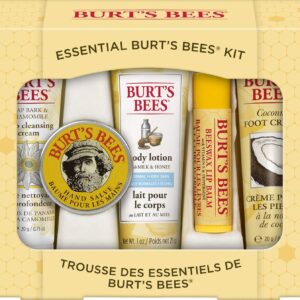 Burt's Bees Gift Set, 5 Essential Products, Deep Cleansing Cream, Hand Salve, Body Lotion, Foot Cream & Lip Balm, Travel Size