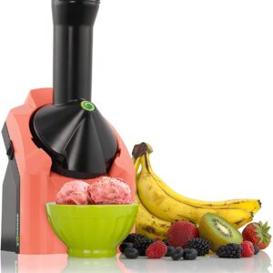 Yonanas 902CR Classic Vegan Non-Dairy Frozen Fruit Soft Serve Dessert Maker, BPA Free, Includes 36 Recipes, 200 Watts, Coral